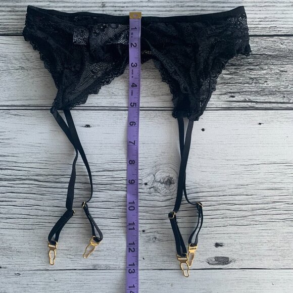 Avidlove Sheer Black Lace Garter Belt Gold Clips - Picture 6 of 7